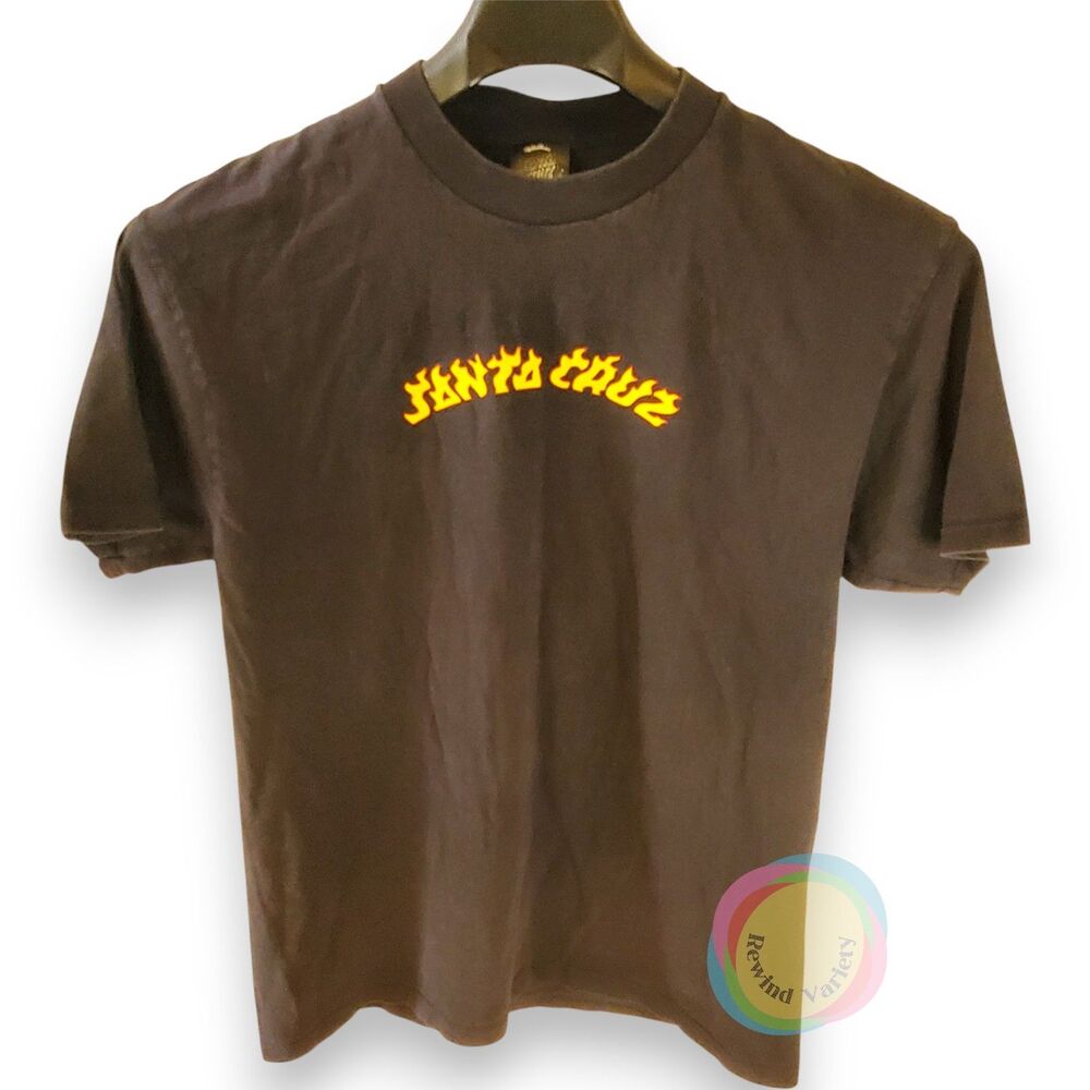Santa Cruz Flame Logo Black Skateboard T-Shirt M